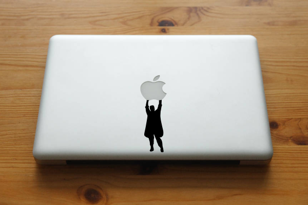 custom macbook decal say anything holding apple